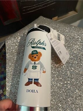 Ralph Lauren White Travel Tumbler with Green Logo